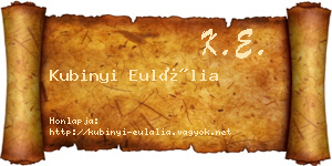 Kubinyi Eulália névjegykártya